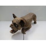 An early 20th Century papier mache bulldog with moving head/mouth,