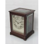 An early 20th Century mahogany four glass bracket clock, two train quarter striking movement,