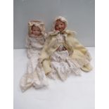 Two Armand Marseille bisque head baby dolls, one with open mouth, head repaired,