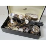 A box of mixed wrist and fob watches