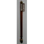 A mahogany slim cased station marine barometer with door,