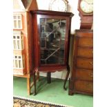 An early George III mahogany glazed corner cabinet on stand the astragal glazed single door over a