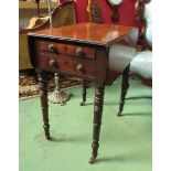 Circa 1840 a flame mahogany drop leaf table the rising leaves over two end drawers and two faux on