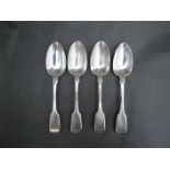 Four silver dessert spoons by Samuel Hayne & Dudley Cater, London 1856, all monogrammed "S",