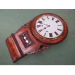 An American drop dial wall clock with rosewood veneered and inlaid case, Roman dial,