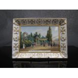 A porcelain plaque of a scene in Carlsbad, made by Lippert and Hass, Schlaggenwald, Bohemia,