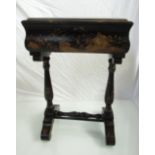 A Victorian Chinoiserie lacquered work table with fitted interior a/f