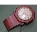 A 19th Century mahogany drop dial wall clock with painted metal convex dial with Roman numerals