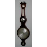 A 10" dial scroll top mahogany and inlaid wheel barometer, maker C.