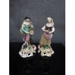 A pair of Derby porcelain figures of musicians, circa 1820, impressed no.