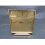 A Looping 15 jewel lever 8 day antimagnetic brass cased desk clock, circa 1970's, 12.