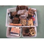 Three boxes of clock movements, spares,