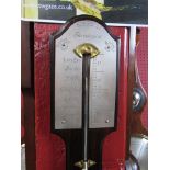 A mahogany mercury stick barometer by Borrelli of Inverness with silver register plates