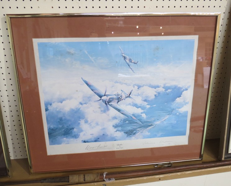 A print after Robert Taylor depicting Spitfires in flight,