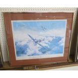 A print after Robert Taylor depicting Spitfires in flight,