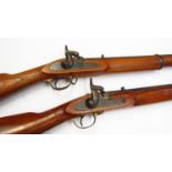 Two 19th Century percussion rifles in the Lee Enfield 1853 design, made for the Indian army,