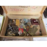 A collection of British military badges including Royal Scots Dragoon Guards (Waterloo),