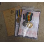 Two WWI medal pairs to 28974 Pte. H. CARTER ESSEX REG and 42243 Pte W.H.