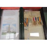 WWI medals to FREDERICK CYRIL BRAWN K/12485 Stoker 1st Class Royal Navy and paper work in glass