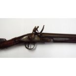 A Brown Bess flintlock musket with India pattern stock, plain lock and 39'' barrel,