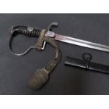 A Third Reich Era German SS 31st Artillery Regiment officer's sabre by Pack & Sonne with 'dovehead'