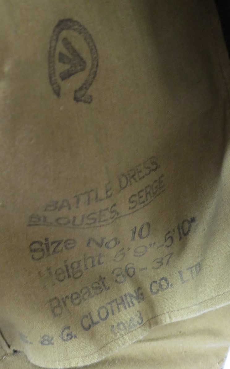 A WWII British Battledress blouse dated 1943, - Image 2 of 2