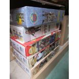 A box of mainly WWII action figures in boxes including Nurse, Afrika Korps,