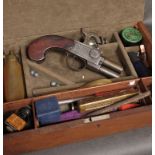 A 19th Century percussion over and under double barrel boxlock pocket pistol,