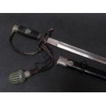 A Third Reich era German police NCO's sword by Emil Voos, Soligen with plain d-shaped chromed hilt,