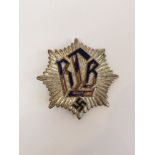 A Nazi National Air Raid Protection League badge in white metal