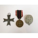 Three German WWII badges including labour