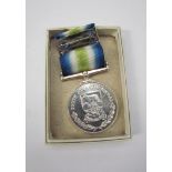 A South Atlantic medal bearing name D186362M D.J. BLAND MEM(M) HMS HERMES. Sold as seen.