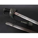 An Imperial German Army 16th Prussian Ulan Regiment officer's sword with Bakelite ribbed grip,
