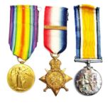 A 1914 Mons star medal trio with original August to November clasp to 8725 L/CPL SYDNEY ROBERTS 1st