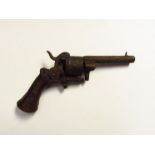 A relic pinfire revolver.