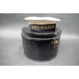 A WWII Royal Navy tin hat box named W.A.