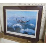 A print after Robert Taylor depicting Lancaster Bombers in flight,