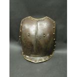 A Victorian cavalry steel and brass studded breastplate, possibly lifeguards,