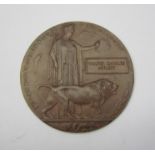 A WWI bronze memorial plaque/death penny to WALTER CHARLES APPLEBY