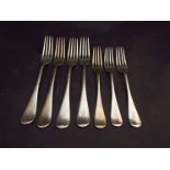 Seven John Round & Son silver forks, Sheffield 1922, monogrammed handles,