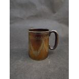 A William Aitken small silver tankard with engraved decoration and presentation inscription,