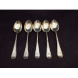 Five Joseph Rodgers & Sons silver dessert spoons, Sheffield 1902, monogrammed handles,
