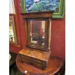 A 19th Century mahogany Architectural form table top mirror with two drawer base a/f,