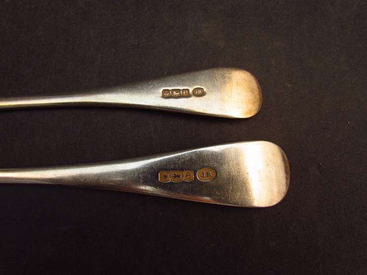 Seven John Round & Son silver forks, Sheffield 1922, monogrammed handles, - Image 3 of 3