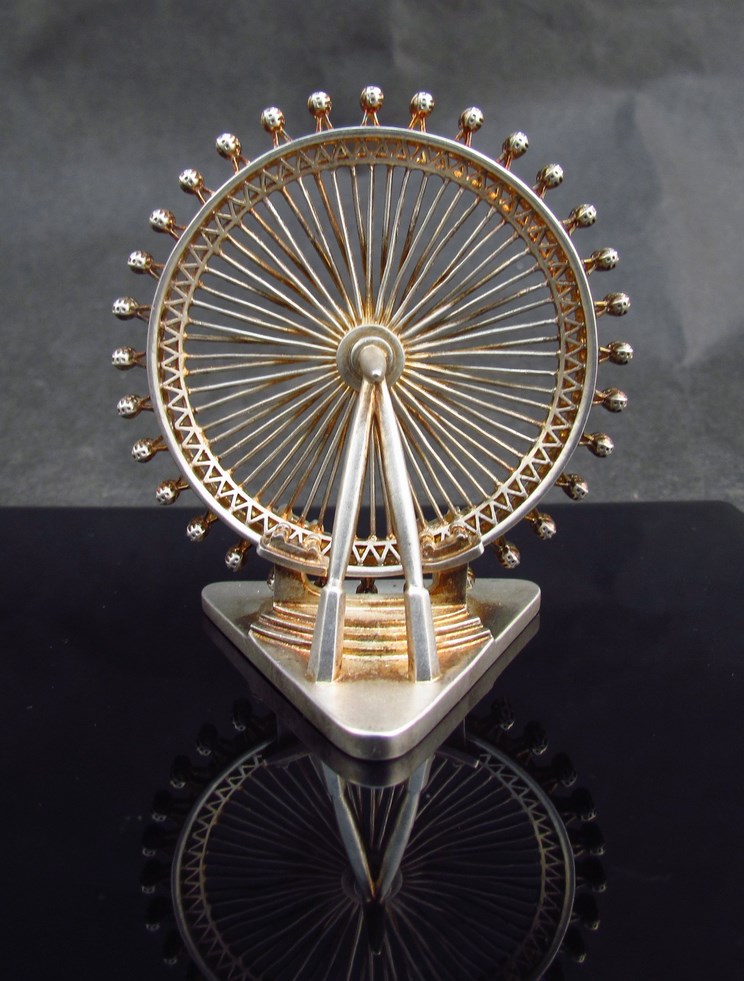 A silver model of the London Eye marked AD 925 Limited Edition 0002, 7cm tall, - Image 2 of 3