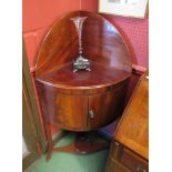 A George III mahogany corner washstand with raised back and two doors