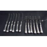 A Henry John Lias and James Wakely set of six silver tea knives and forks,