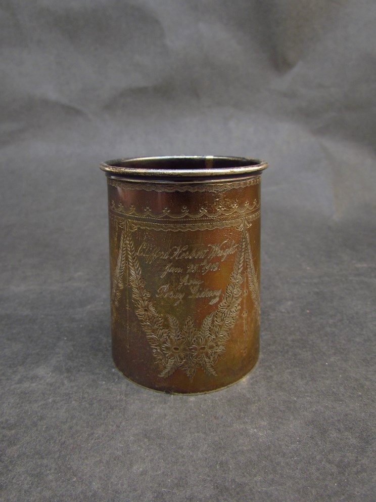 A William Aitken small silver tankard with engraved decoration and presentation inscription, - Image 2 of 4