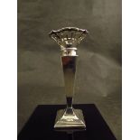 A James Deakin & Sons silver bud vase with pierced rim, faceted body with engine turned detail,