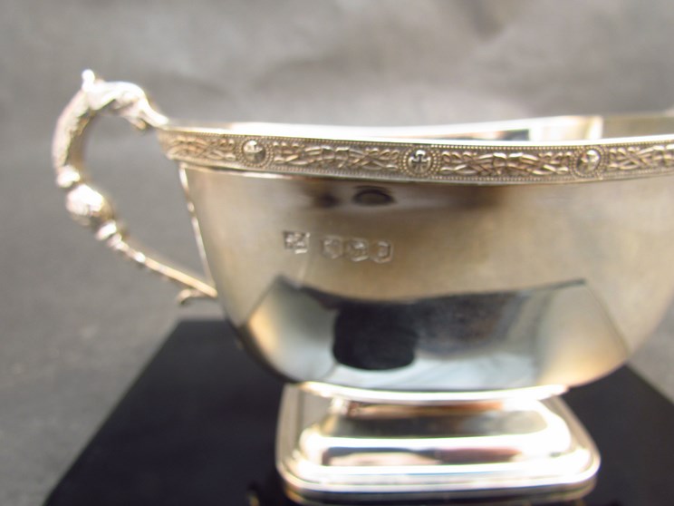 A Poston Products silver twin handled sugar bowl - Celtic revival style, dragon head handles, - Image 3 of 3